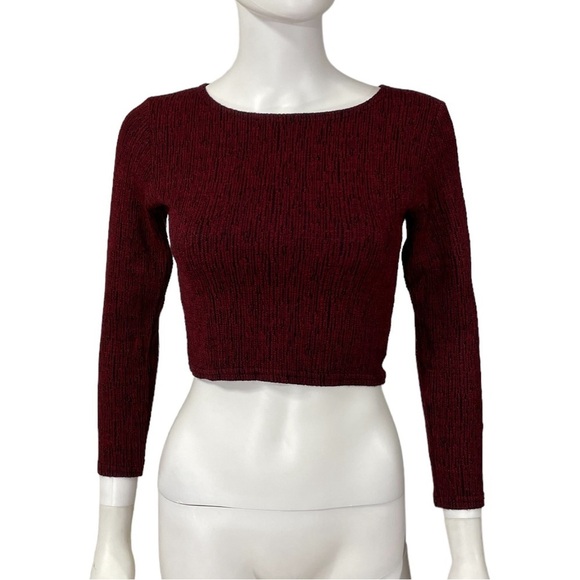 Sparkle & Fade Tops - Sparkle & Fade Red Long Sleeve Crop Top Size 8